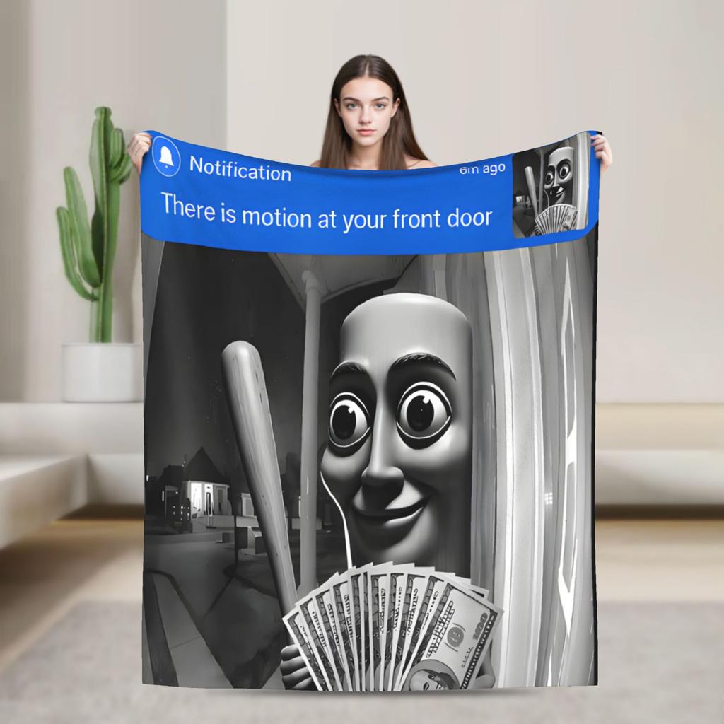 Stylish There is Motion at Your Front Door Neegy Funky Ehh Meme  Blankets Thin Coral Fleece Plush  Cozy Throw Blanket Machine