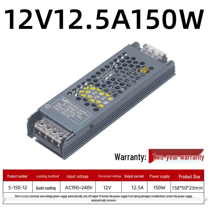 Ultra-Thin LED Power Supply for Light Strips: 220V To 24V/12V Silent Transformer for Advertising Displays.
