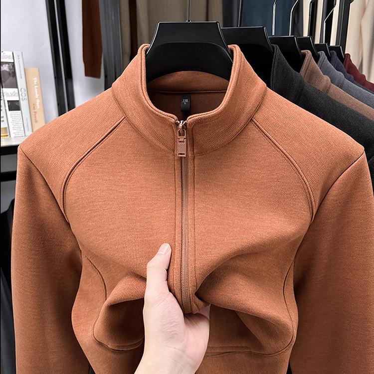 

Autumn 2025 Men s Casual Solid Color Zipper Hoodie Jacket for Middle-Aged and Young Men 56
