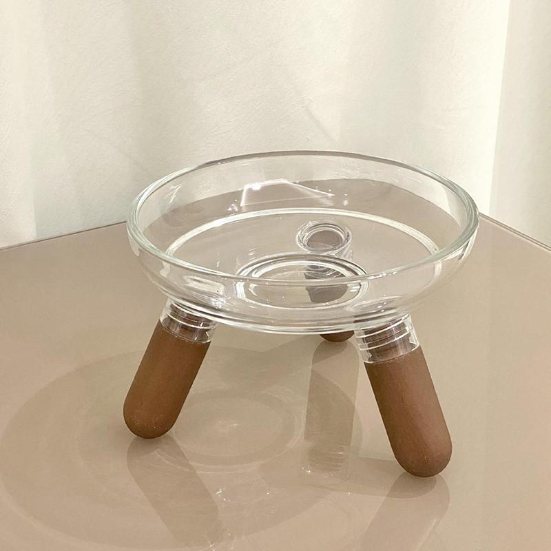 Katteskål med gjennomsiktig design, opphøyet kattematskål, vannskål, snacksfat med stativ for nakkebeskyttelse