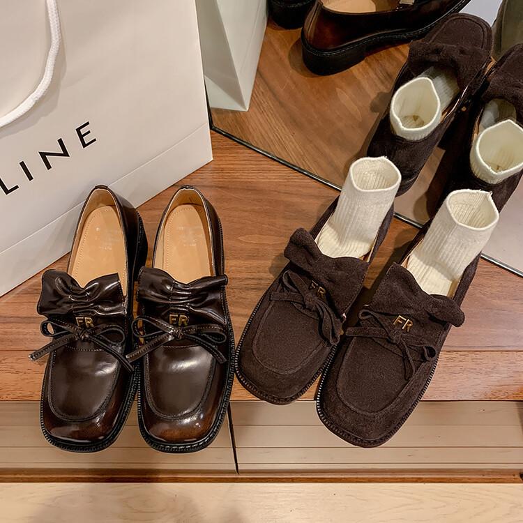 Slipper Mary Jane schwarz Spitze kleine Lederschuhe mit Schleife Einzelschuhe 2025 Herbst neue Damenschuhe