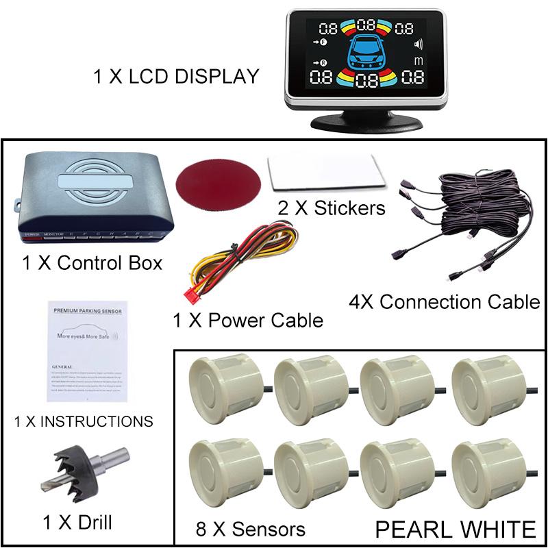 Electromagnetic Parking Sensor LED Monitor 8 Sensor Front Parktronic System Motion Detection Backlight