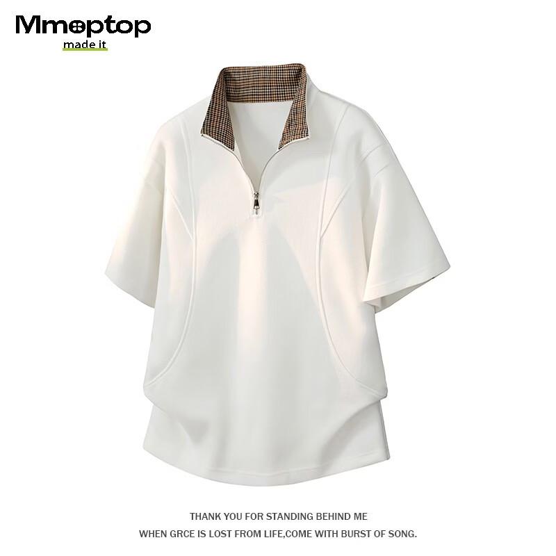 MMOPTOP Men s Cotton Half-Zip Stand Collar Polo Shirt M