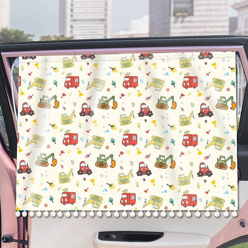 Universal Car Sun Shade Cover UV Protect Curtain Side Window Sunshade Cover Suction Cup Style Interior Sunshade Board Cartoon