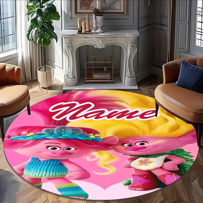 Customizable T-Trolls3 Round Non-Slip Carpet - Ideal for Garden, Picnic, Office, Perfect for Decoration, Suitable For All Seasons
