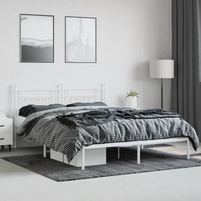 VidaXL Metal Bed Frame with White Headboard 183x213 Cm 353591