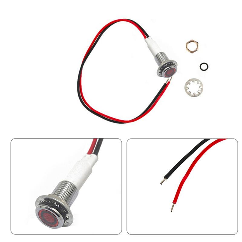 8mm LED Indicator Warning Signal Light Thread Metal 3V 6V 9V 12~220V