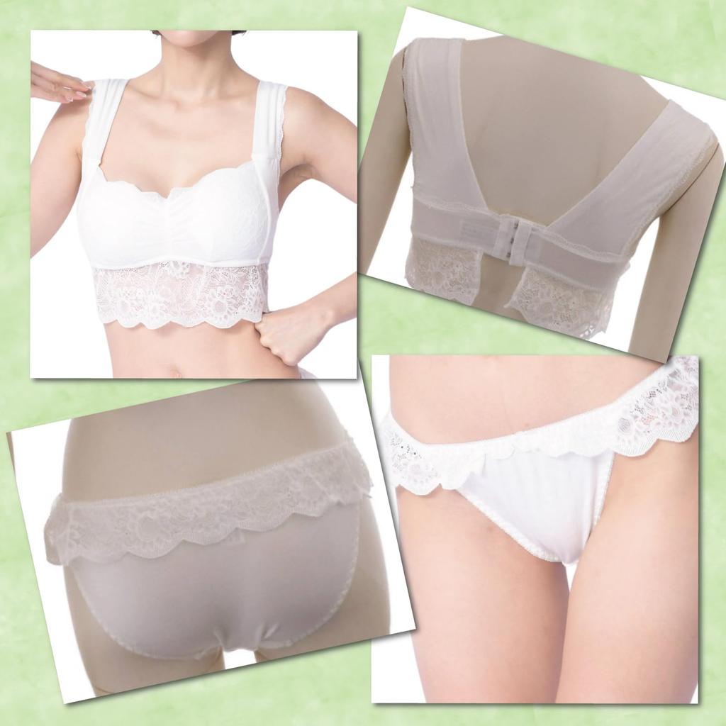 RAVIR Underwear Bra and Panty Size Small Women's Set, Cup, Ruffle, Stress-Free, Bust-Shaping, Wireless, Cute, Comfortable, Delicate, Stretchy, Fit,
