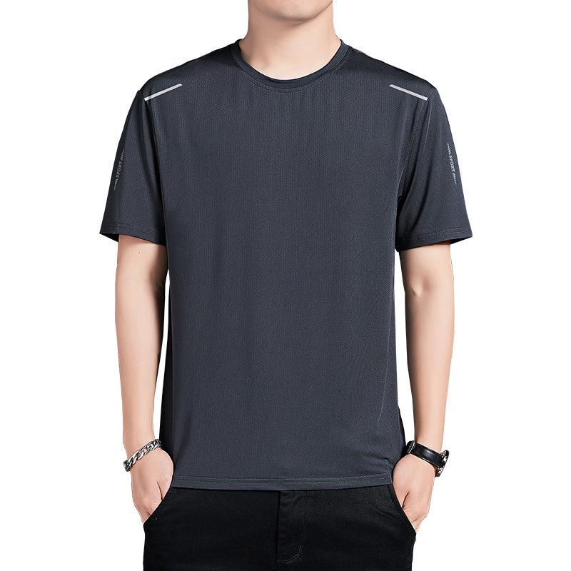 Men's Quick-Dry Ice Silk Short Sleeve T-Shirt - Unisex Trendy Athletic Apparel for Dad, Round Neck