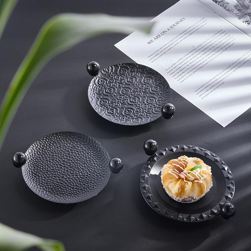 Black and White Square Round Tray