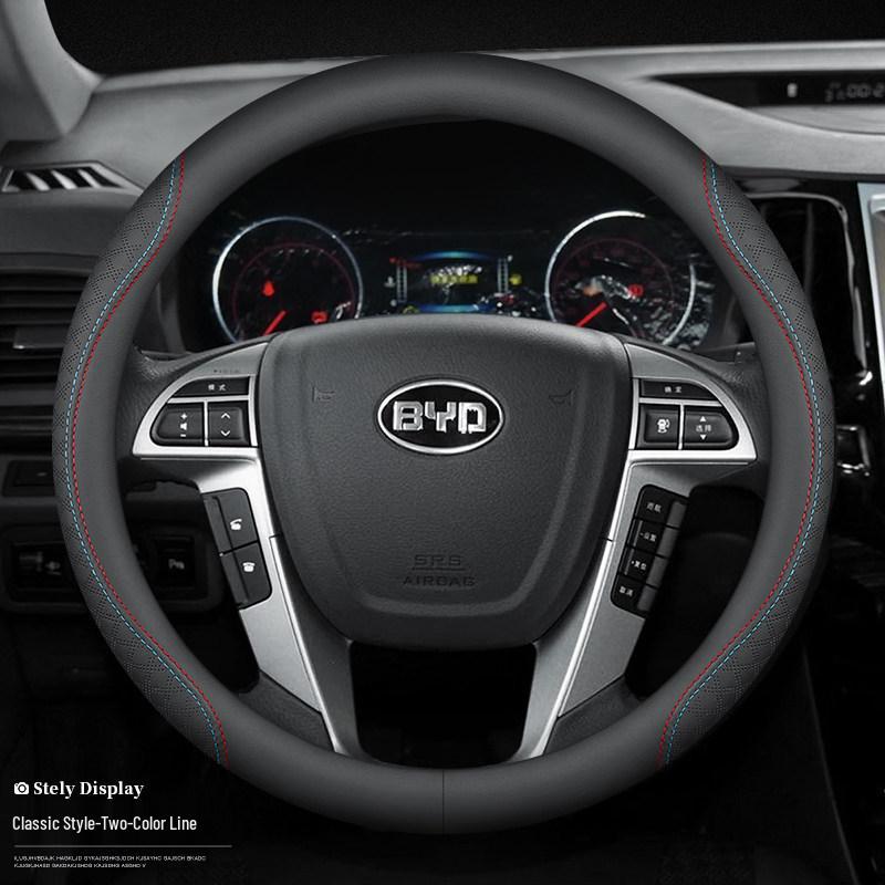 Leather Steering Wheel Cover for BYD Song MAX, Tang, F3, Surui, E5, Qin DM-i, Song Pro, S7, Han, S6