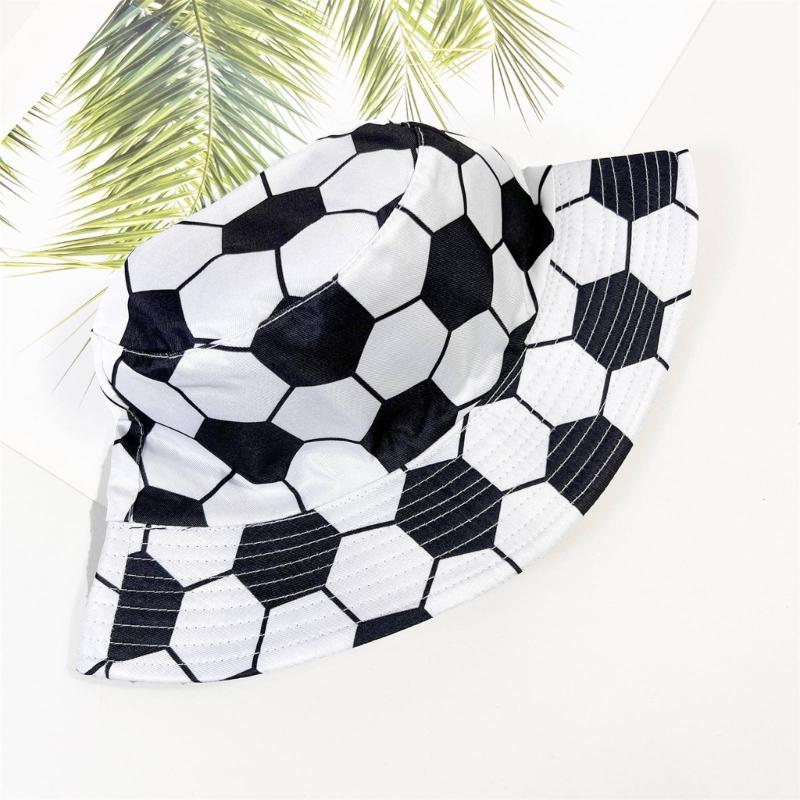 Soccer Themed Bucket Hat Light Weight Breathable Polyester Fisherman Cap For Running Cycling Football Outdoor Sports