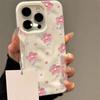 Cute Pink Flower Phone Case for iPhone 17 16 Plus 15 14 Pro 13 12 11 Pro Max Air 16E Wave Texture Soft Silicone Protective Cover