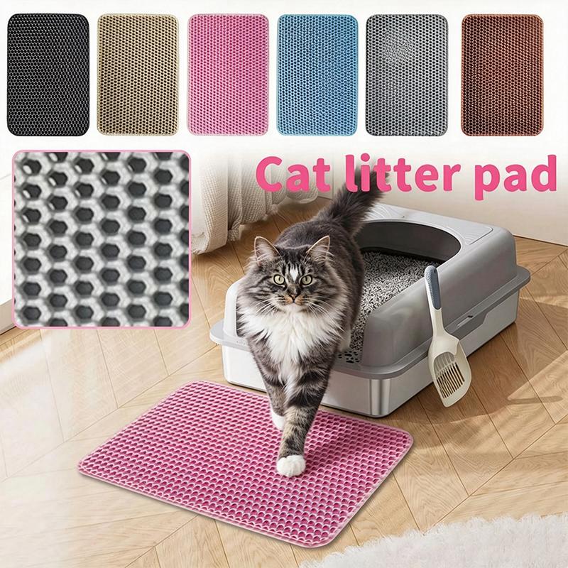Double Layer Non-Slip Cat Litter Mat, Waterproof & Wear Resistant Pet Cleaning Pad