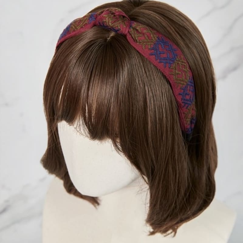 MAIA Pattern Jacquard Hairband - Wine