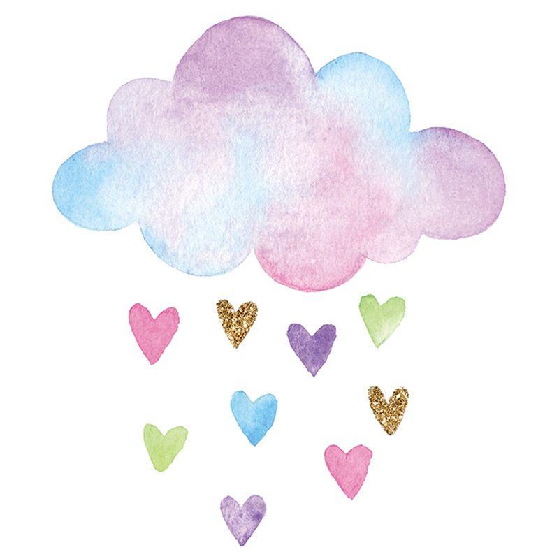 

A44Z-6PCS Wall Stickers Hand-Painted Colorful Love Clouds Children s Room Decoration Self-Adhesive Removable Stickers Durable