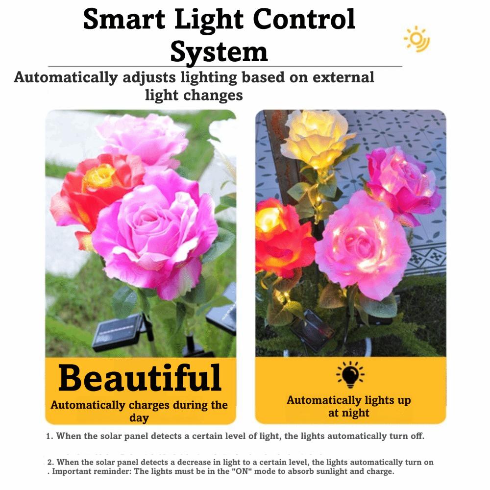 LED LED Solar Rose Lamp Rose Flower Waterproof Outdoor Solar Lights Sunlight Rechargeable Solar Lamp Garden Lighting