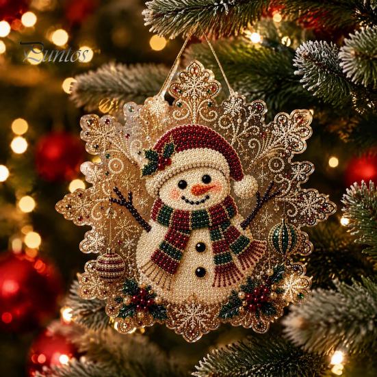 Festive Home Decor Accents Christmas Faux Pearl Art Hanging Ornament Kit, DIY Beads Painting Craft Kits for Adults Suncatcher, Snowflake Shape Acrylic
