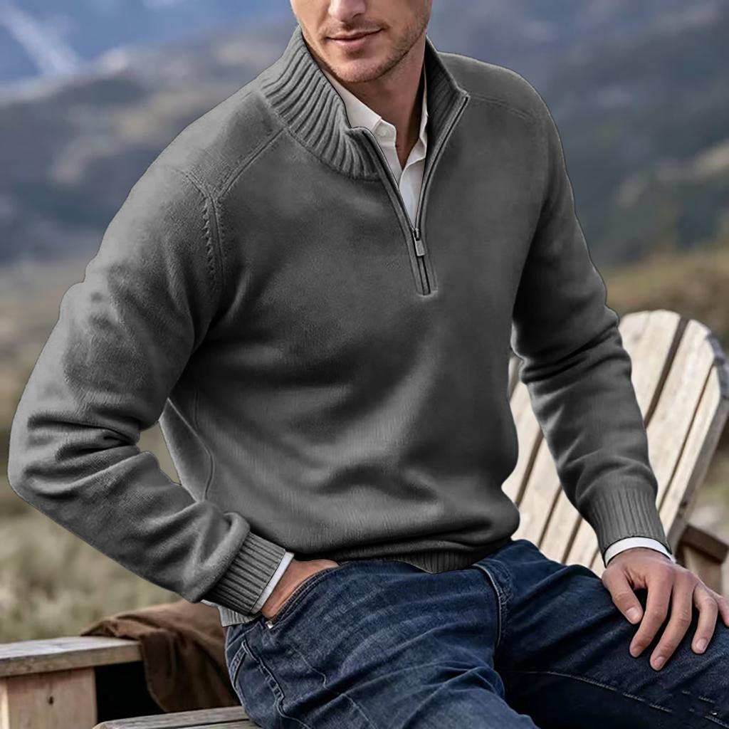 Men's Stand Collar Knit Sweater for Layering, Warm Casual Pullover for Fall and Winter, Multi-Color