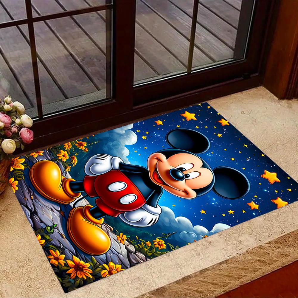 Mickey Mouse Adventure Disney Cartoon Theme Anti-Slip Rug - Polyester, Home Decor, Suitable for Bedrooms, Living Rooms, Doorways, and Studios