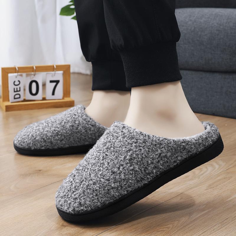Autumn and winter cotton slippers men's indoor cotton mop winter warm non-slip bag head velvet slippers