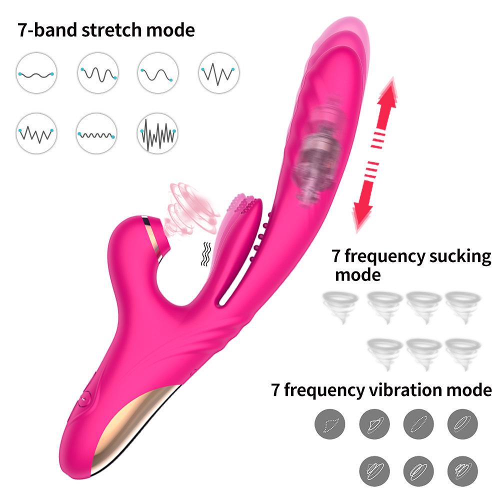 Adult Female Supplies Beauty Multifunctional Vibrator Female Masturbation Massage AV Sucking and Beating Telescopic Stick