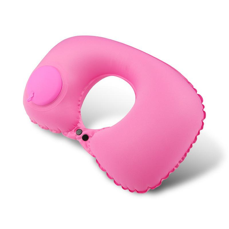 Portable Inflatable U-shaped Neck Pillow for Travel - Milk Silk Press-type for Car & Airplane
