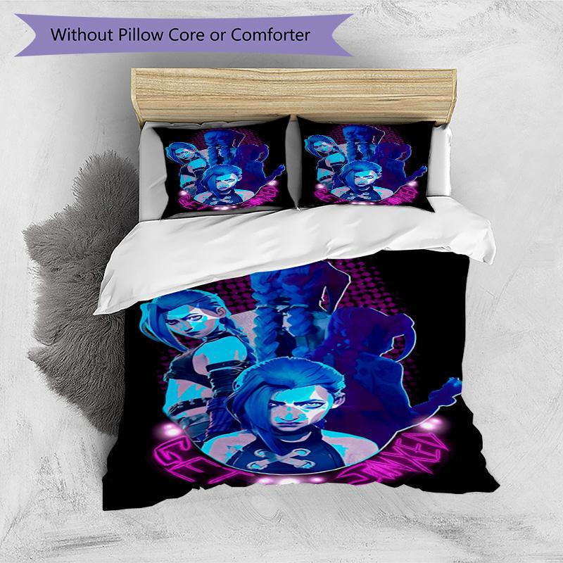 3pcs Duvet Cover Set (1*Duvet Cover + 2*Pillowcase, Without Core), Jinx Print Bedding Set, Bedroom Decor, All‑Season, Birthday Gift