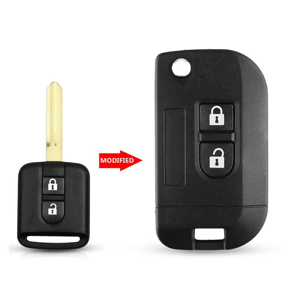 KEYYOU Flip Modified Remote Key Shell Fob Cover For Nissan Qashqai Primera Micra Navara Almera Note Sunny 2 Buttons Car Case