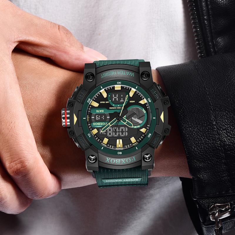 FOXBOX Military Digital Watch for Men Outdoor Mens Sport Watches Clock 50M Waterproof Luminous Chronograph Electronic Wristwatch