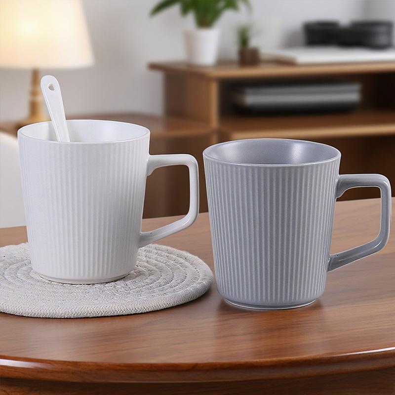 Hotel Room Ceramic Stripe Mug Breakfast Mug Business Milk Mug Coffee Mug Household Water Mug Gift
