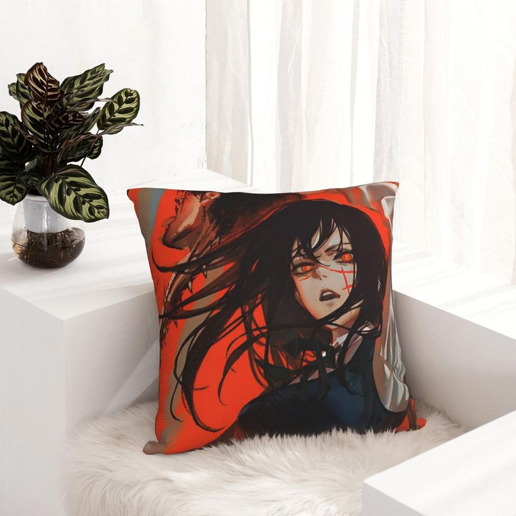 Yoru Chainsaw Man Reze Square Pillow Case Asa Mitaka Cushion Cover Creative Zipper Decor Pillowcover For Sofa 45*45Cm