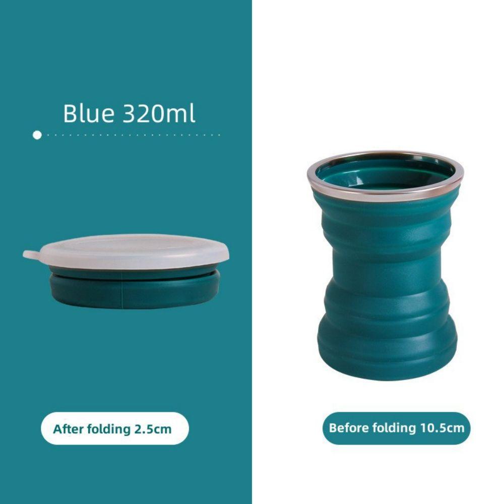 Silicone Cup Folding Cup Business Trip Travel Portable Creative Mini Retractable Cup With Lid Outdoor Travel Mouthwash Cups blu