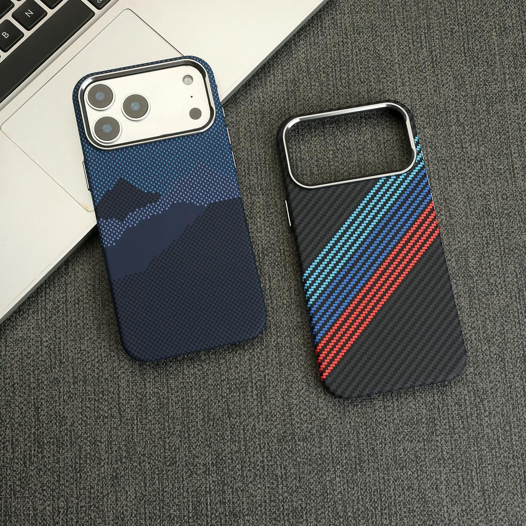 Carbon Fiber Kevlar Texture PC For Magsafe Phone Case For iPhone 17 Air 16 15 14 13 Pro Max Frosted Bumper Magnetic Cover