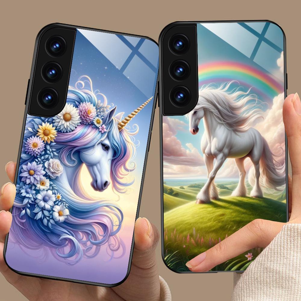 Fantasy Unicorn Mobile Phone Case for Samsung Galaxy S26 S25 S24 S23 S22 S21 S20 Note20 Plus FE Ultra Glass Colorful Cover Cover