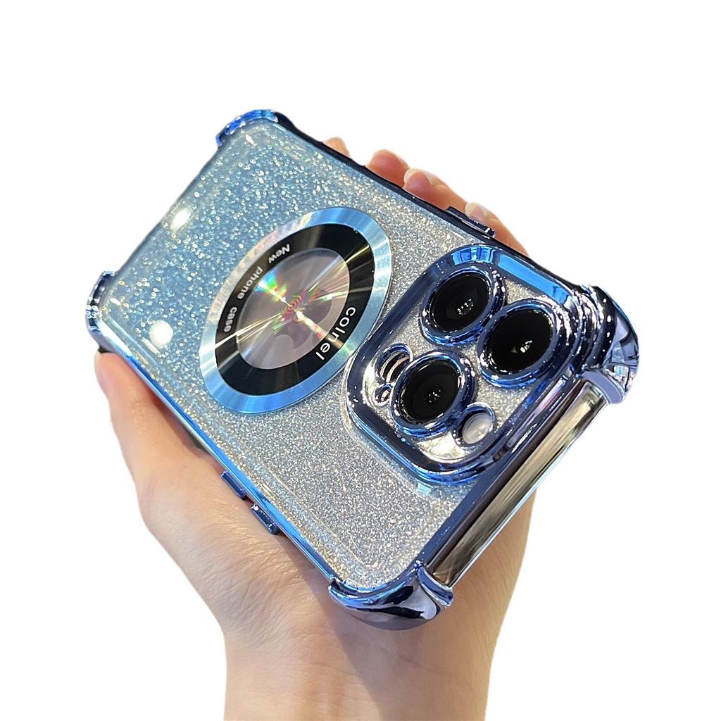 Applicable To iPhone11 Electroplated Four-corner Space Phone Case Apple 11P Gradual Change Glitter Missed Magnetic Suction I11 Soft Cover