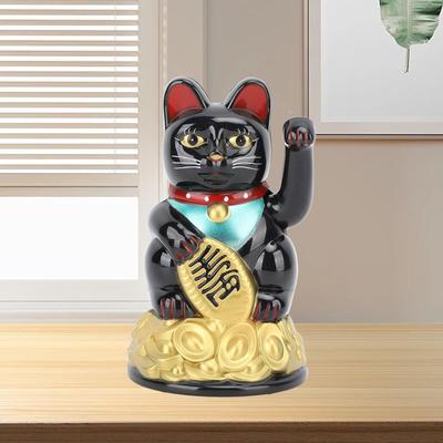 Electric Lucky Cats Sculpture Plastic Waving Cats Statue Decors For Home Office Car Dashboard Cultural Art Ornament