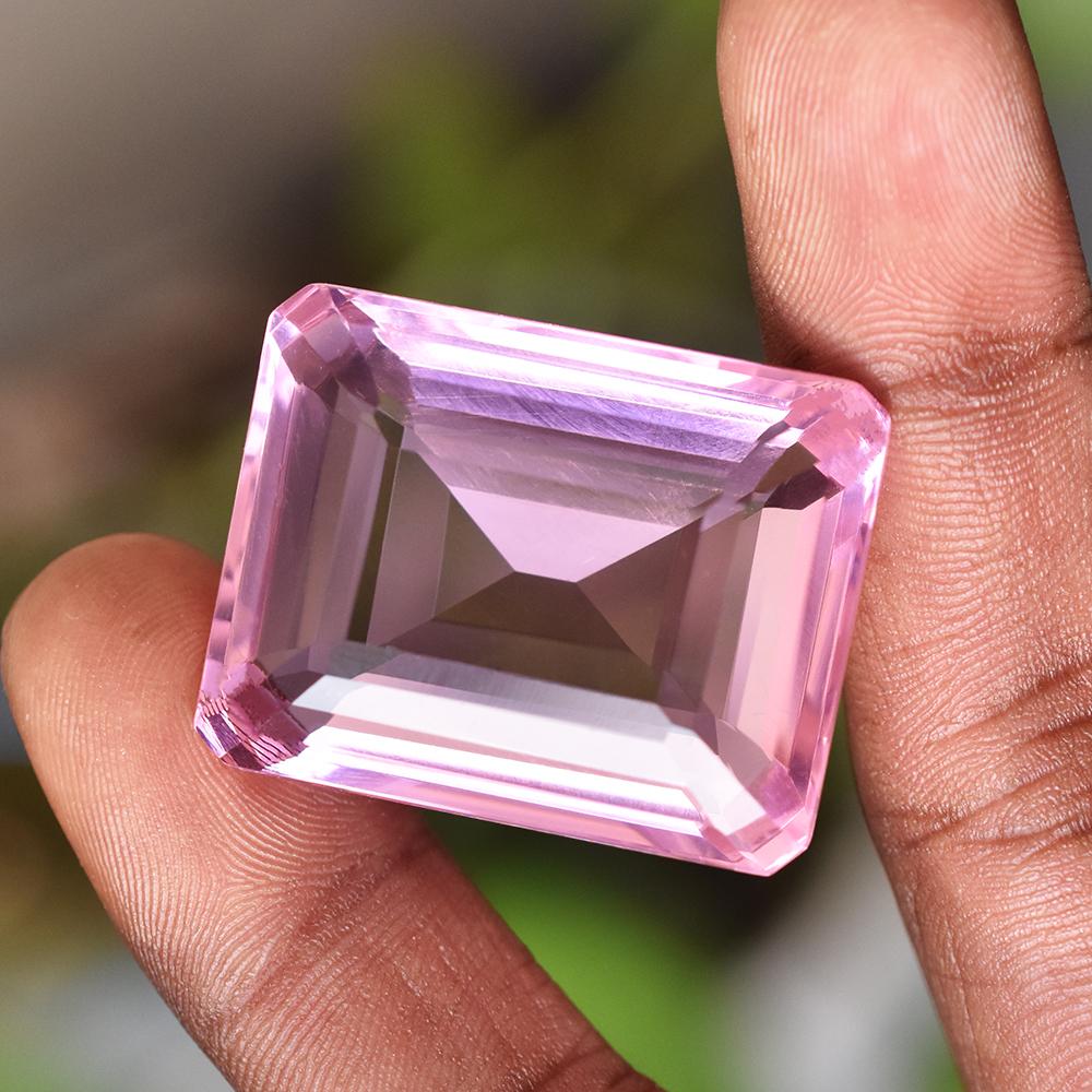 CERTIFIED 105 Ct Emerald Cut NATURAL Pink Topaz Loose Gemstone FREE Delivery