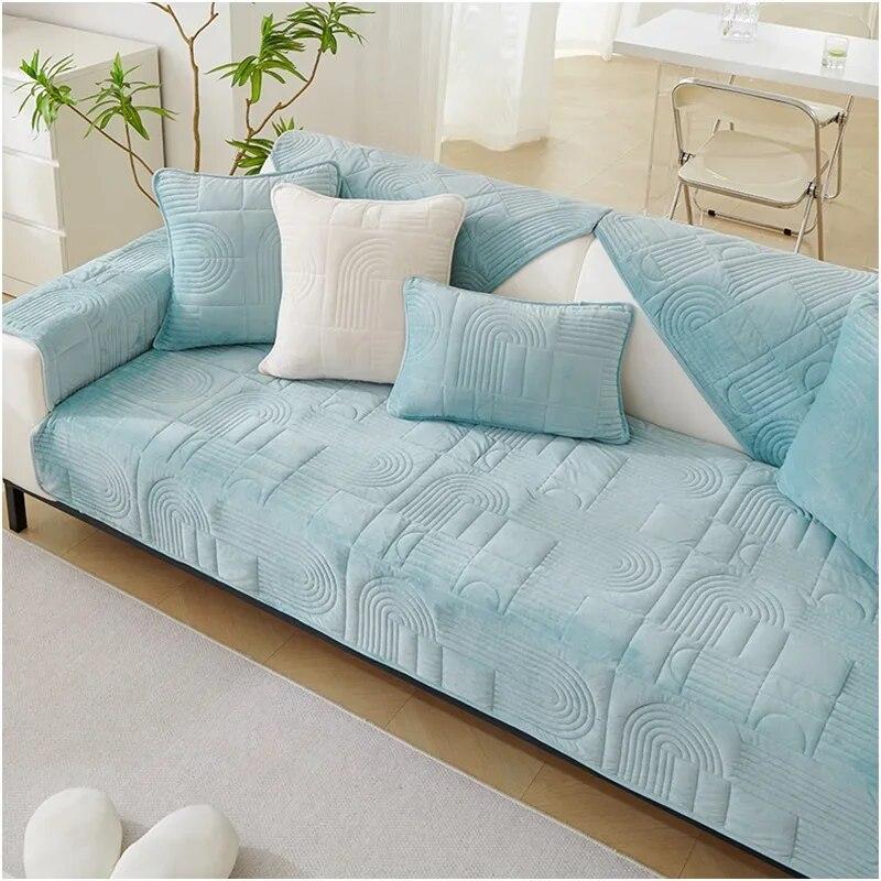Soft Plush Sofa Mat Cover Non-Slip Couch Cover for Living Room Chaise Lounge Sofa Slipcovers Universal L Shape Corner Sofa Towel