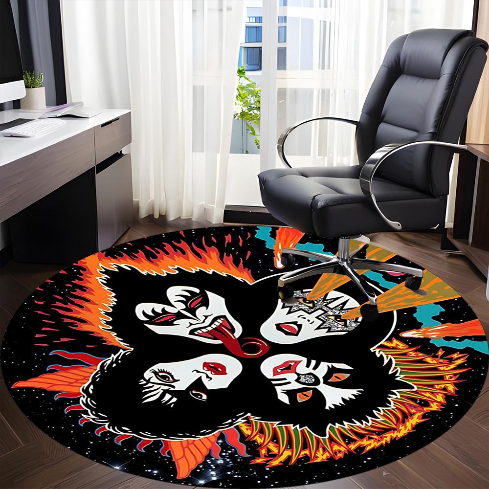1pc KISS Band Office Round Area Rug, Under Office Chairs Bedroom Living Room Home Decor  a1016306