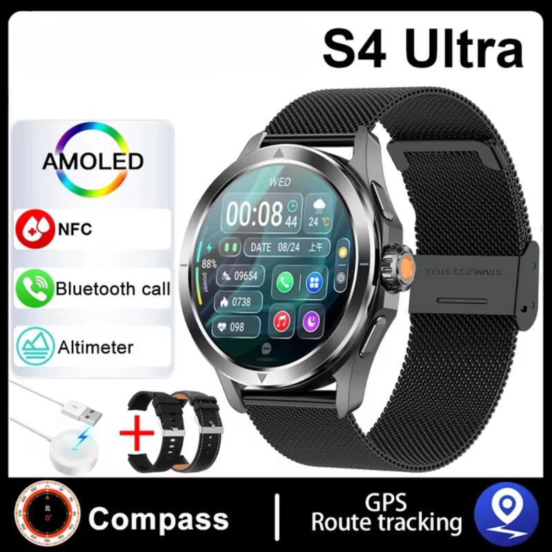 2025 NEU S4 Ultra Smart Armband Herrenuhr AMOLED HD Bildschirm Bluetooth Anruf GPS Trajektorie NFC Herzfrequenz Kompass Smartwatches