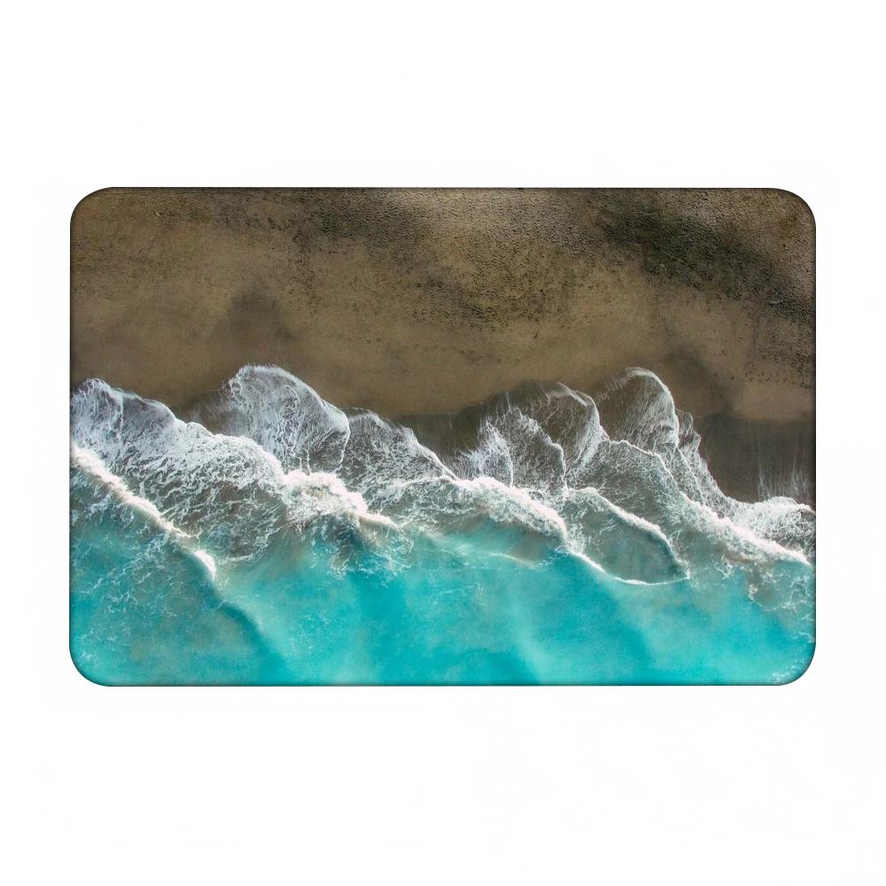 1 Stück Strand W-Wellen Fußmatte Zuhause Badezimmer Saugfähige Matten Rutschfeste Matten Heimdekor Zubehör