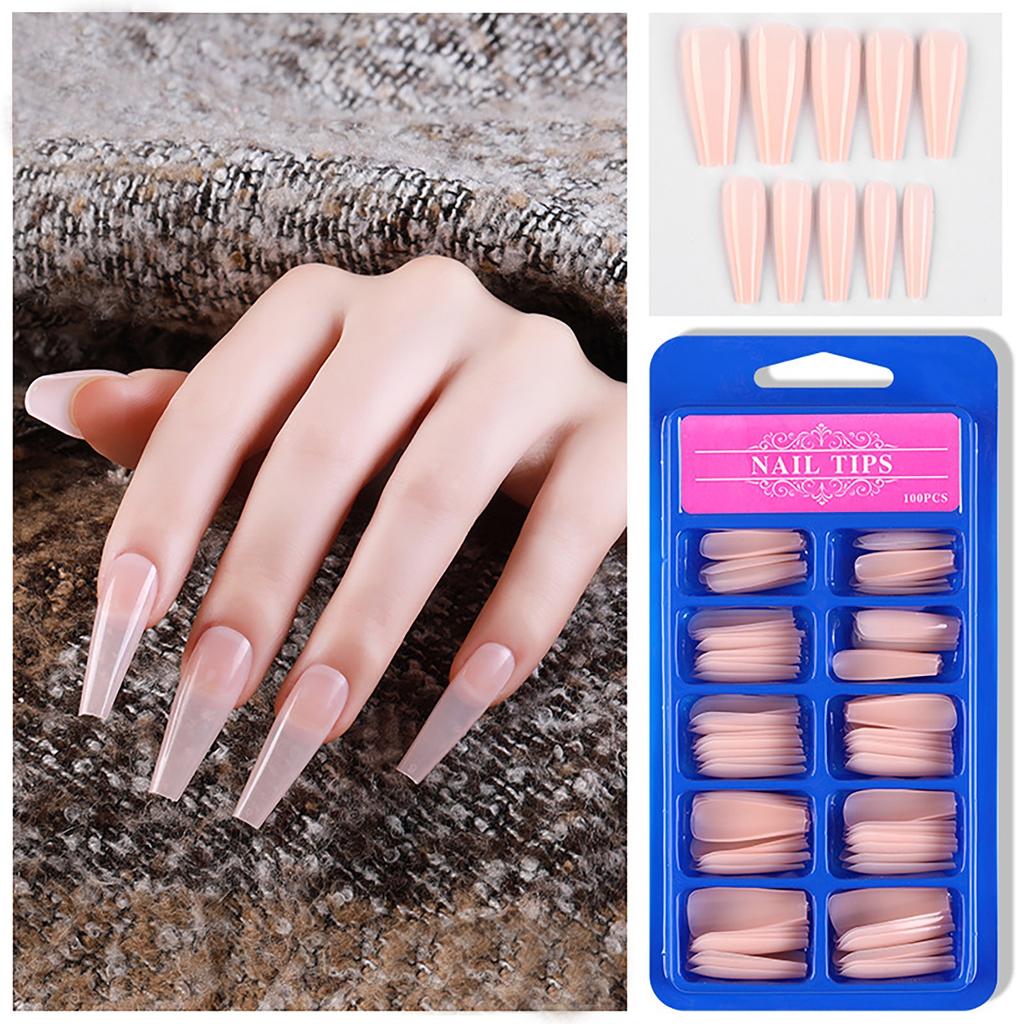 100pcs Long Fake Nails Full Cover False Nail Coffin Tips Ballerina Art Manicure