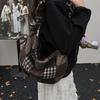 2025 Autumn New American Retro Messenger Bag Women's Plaid Shoulder Bag Niche Fashion Girl Dumpling Bag
