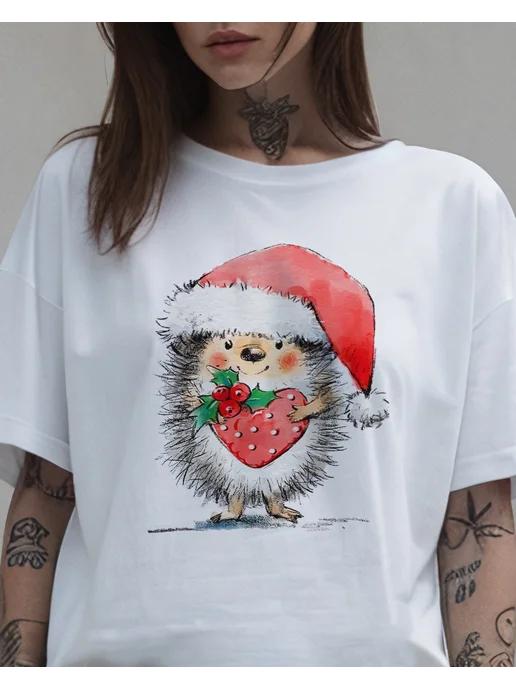 Summer T-shirt with a hedgehog print 3XL