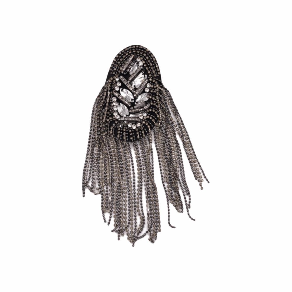 Vintage Shoulder Epaulettes Handmade Rhinestone Epaulet Retro Tassel Shoulder Board  Performance