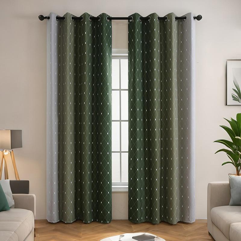 Full Blackout Curtain Finished Product Sunscreen Heat Insulation Balcony Bedroom Living Room Gradual Change No Punching Opaque
