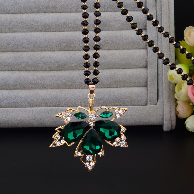 Crystal minimalist maple leaf pendant