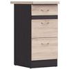 JUNONA 40 Cm Kitchen Base Unit - 3 Drawers - Worktop - Sonoma Oak