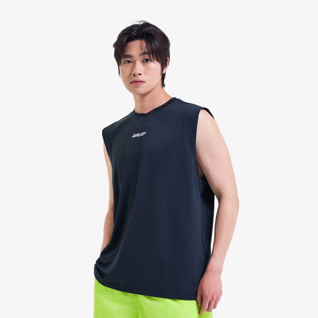 Baellob Lettering Sleeveless Rash Guard Black